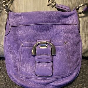 B. Makowsky Lavender Purple Slim Genuine Pebbled Leather Crossbody Bag